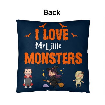 I Love My Little Monsters Halloween Pillow