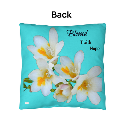 Blessed Faith Hope Pillow (Turquoise)
