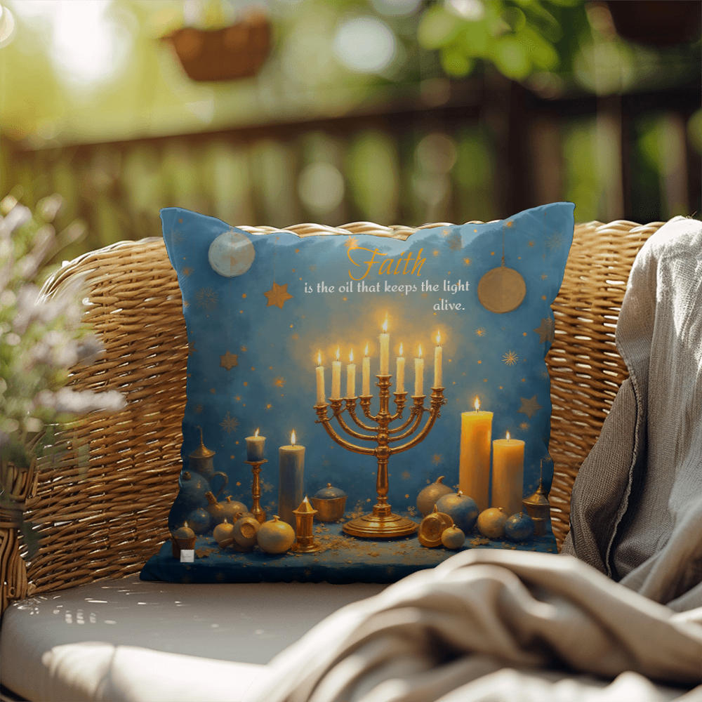 Faith is the oil that keeps the light alive. Pillow