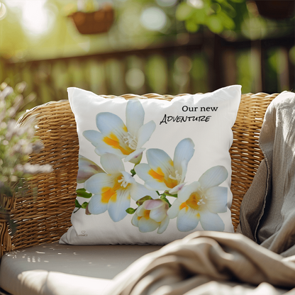 Our new adventure pillow (white)
