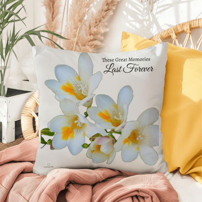 These Great Memories Pillow ( White - celebrates marriage, engagement, or starting a life together)