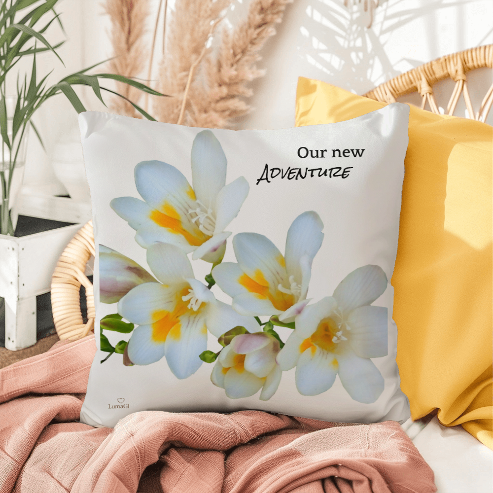 Our new adventure pillow (white)