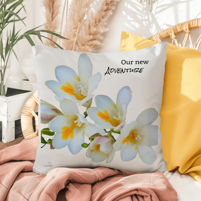 Our new adventure pillow (white)