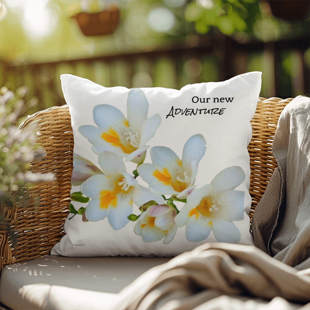 Our new adventure pillow (white)