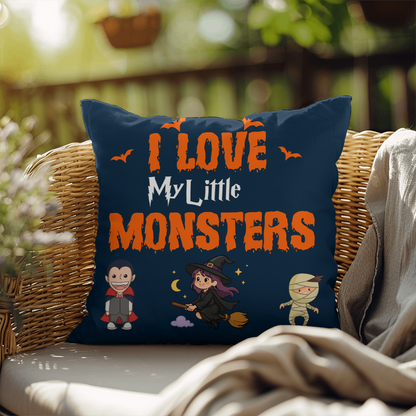 I Love My Little Monsters Halloween Pillow