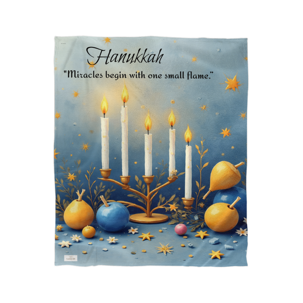 Hanukkah - “Miracles begin with one small flame.” Blanket