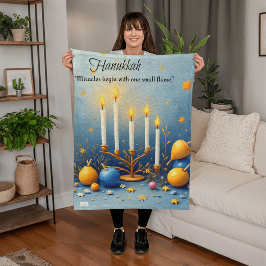 Hanukkah - “Miracles begin with one small flame.” Blanket