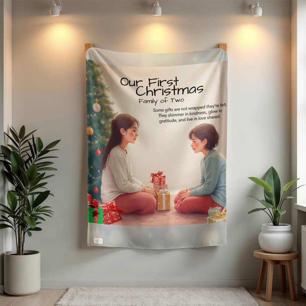 Family of two - some gifts are not wrapped blanket