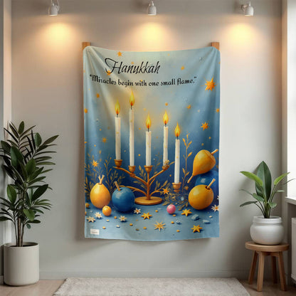 Hanukkah - “Miracles begin with one small flame.” Blanket
