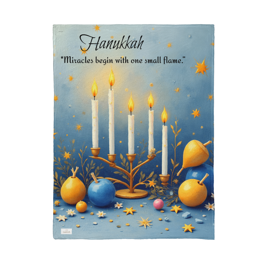 Hanukkah - “Miracles begin with one small flame.” Blanket