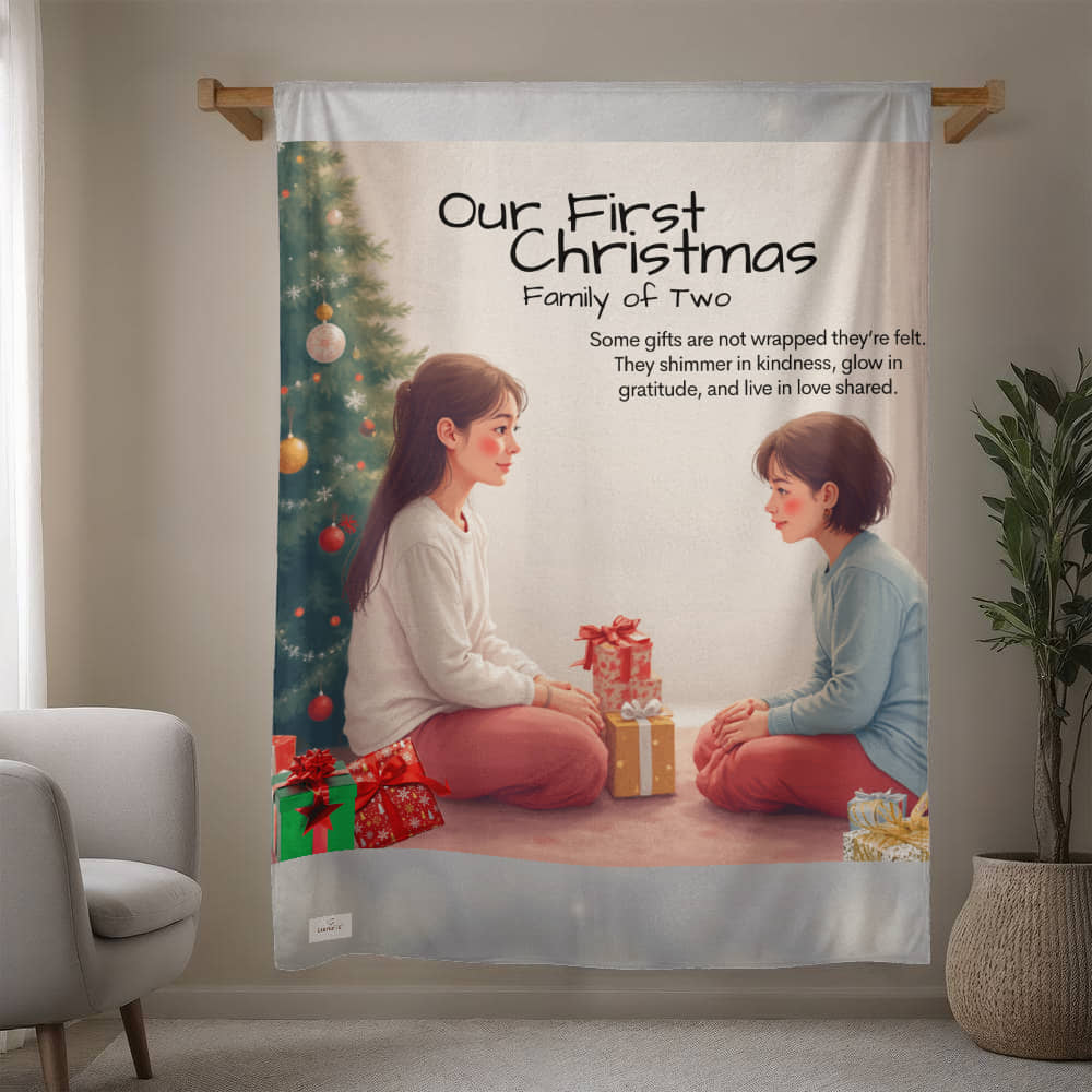 Family of two - some gifts are not wrapped blanket