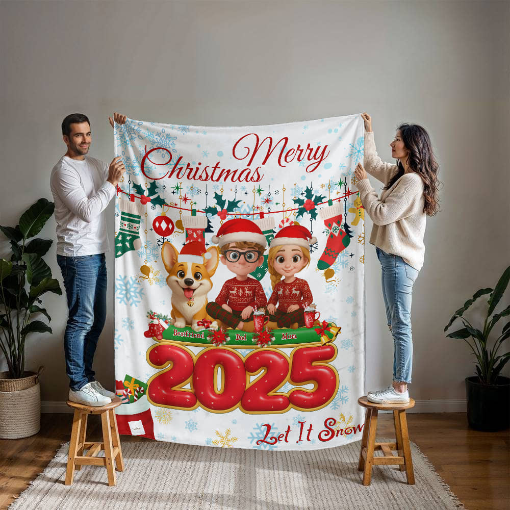 Family Christmas Blanket - Let it snow