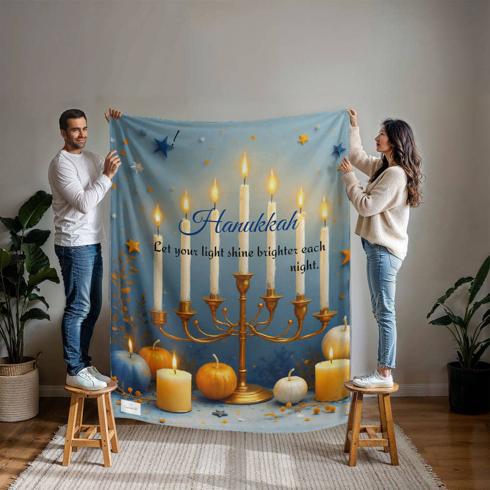 Hanukkah - Let your light shine brighter each night. Blanket