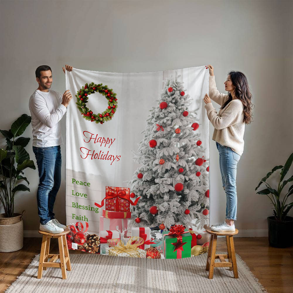 Merry Christmas Tree & Gift Blanket