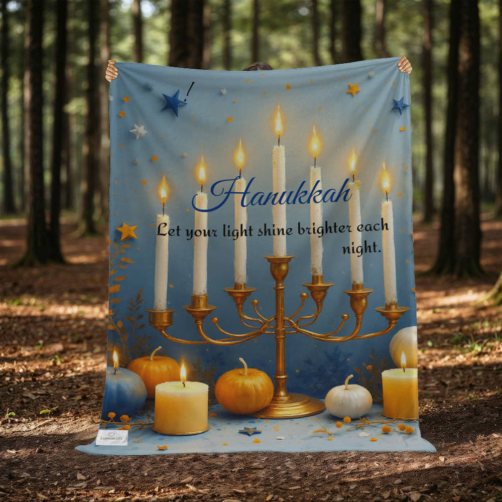 Hanukkah - Let your light shine brighter each night. Blanket