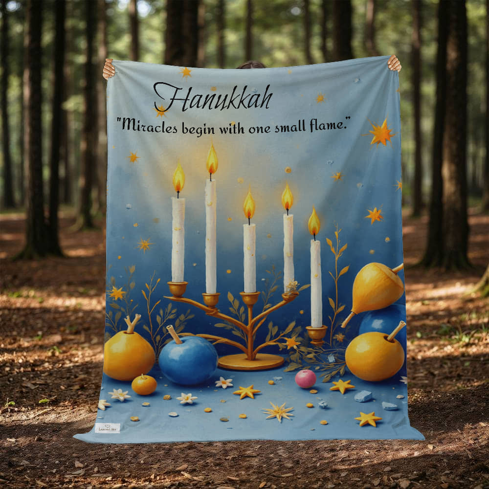 Hanukkah - “Miracles begin with one small flame.” Blanket