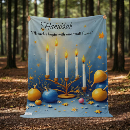 Hanukkah - “Miracles begin with one small flame.” Blanket