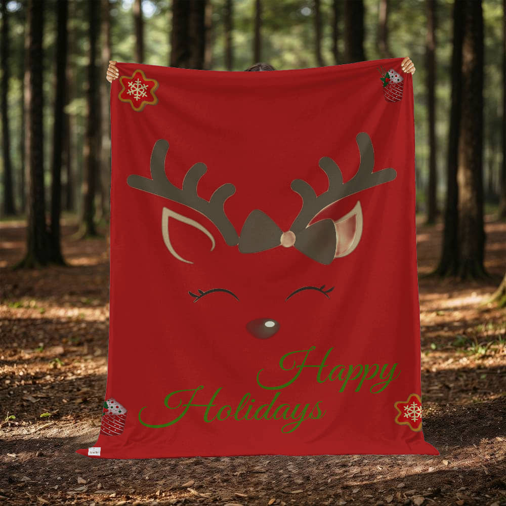 Happy Holidays Blanket (Reindeer)
