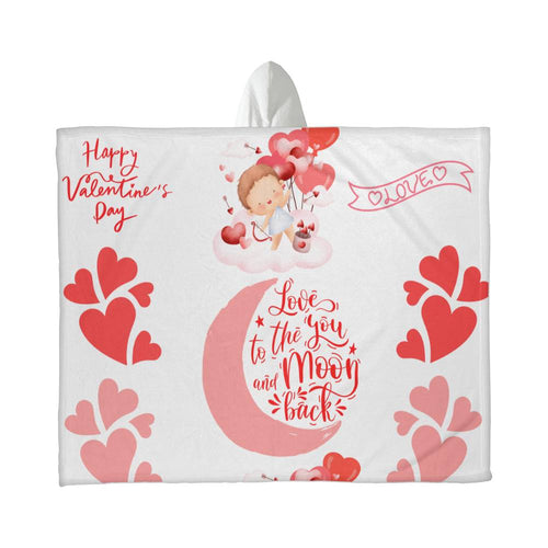 Love You to the Moon & Back – Valentine Hooded Blanket