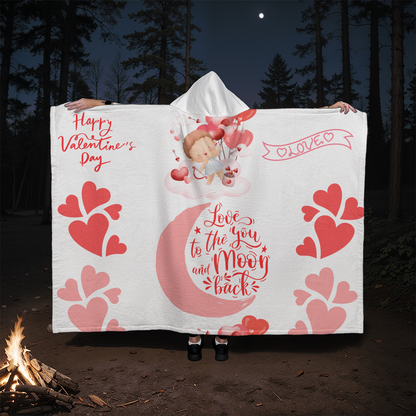 Love You to the Moon & Back – Valentine Hooded Blanket