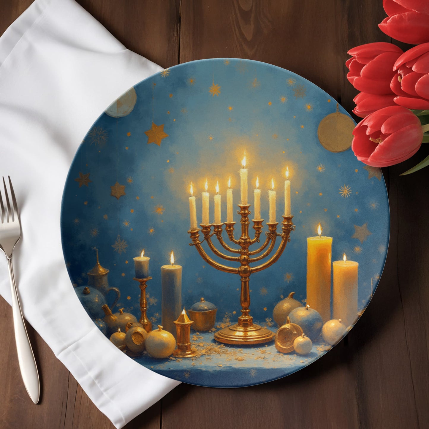 Hanukkah ((8 candles) Plate