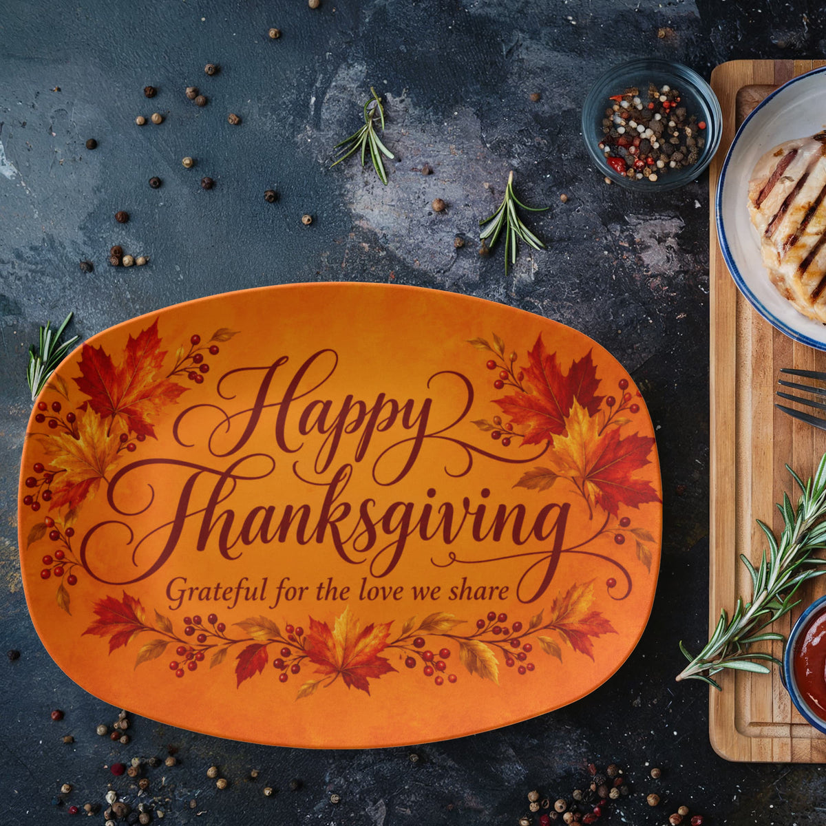 Grateful Hearts - Thanksgiving Serving Platter
