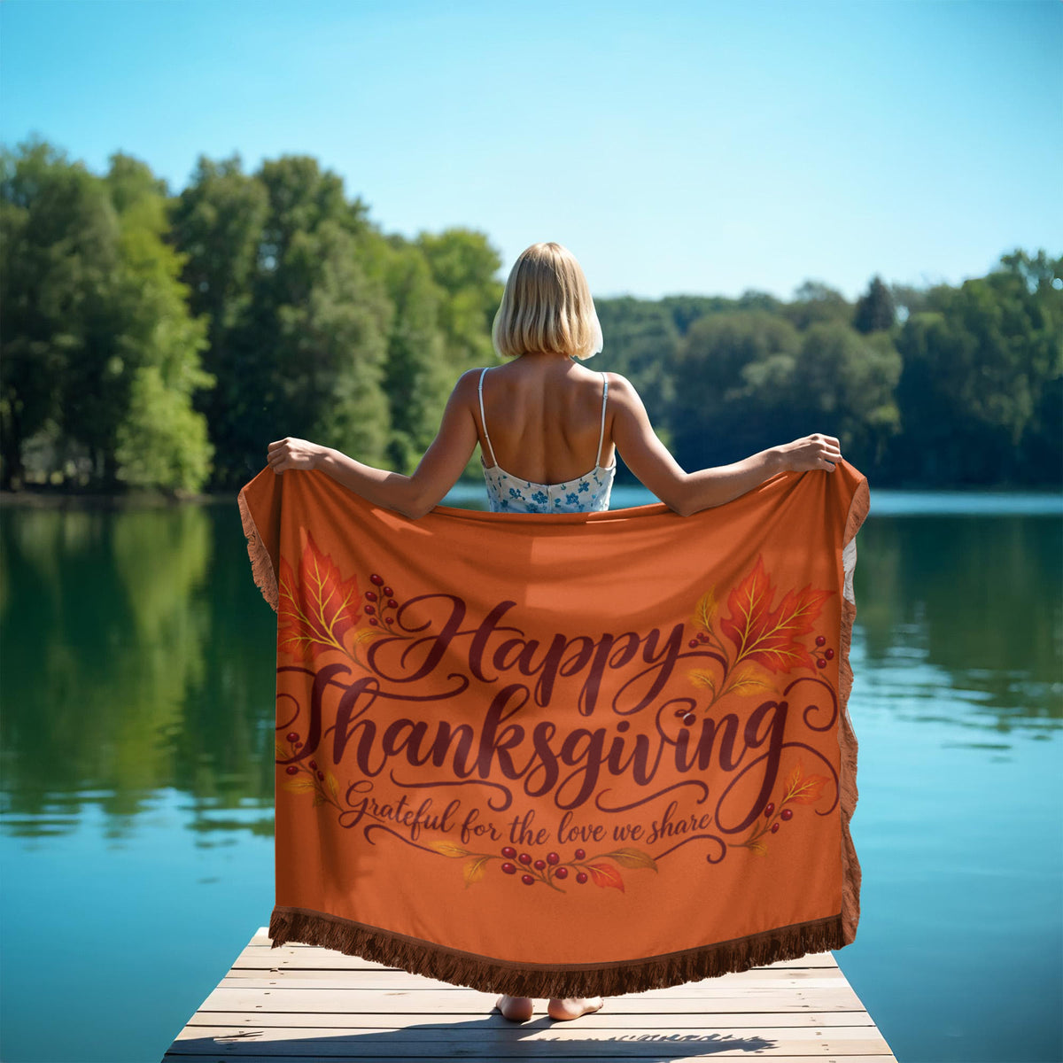 Grateful for the Love We Share — Thanksgiving Throw Blanket