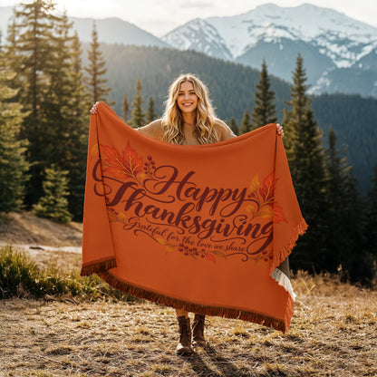 Grateful for the Love We Share — Thanksgiving Throw Blanket