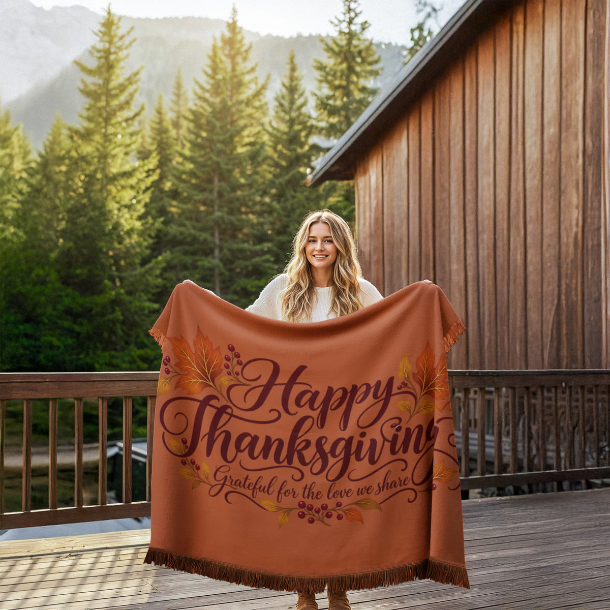 Grateful for the Love We Share — Thanksgiving Throw Blanket