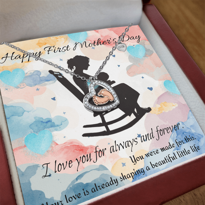 💖 First Mother's Day - Baby Feet Heart Necklace