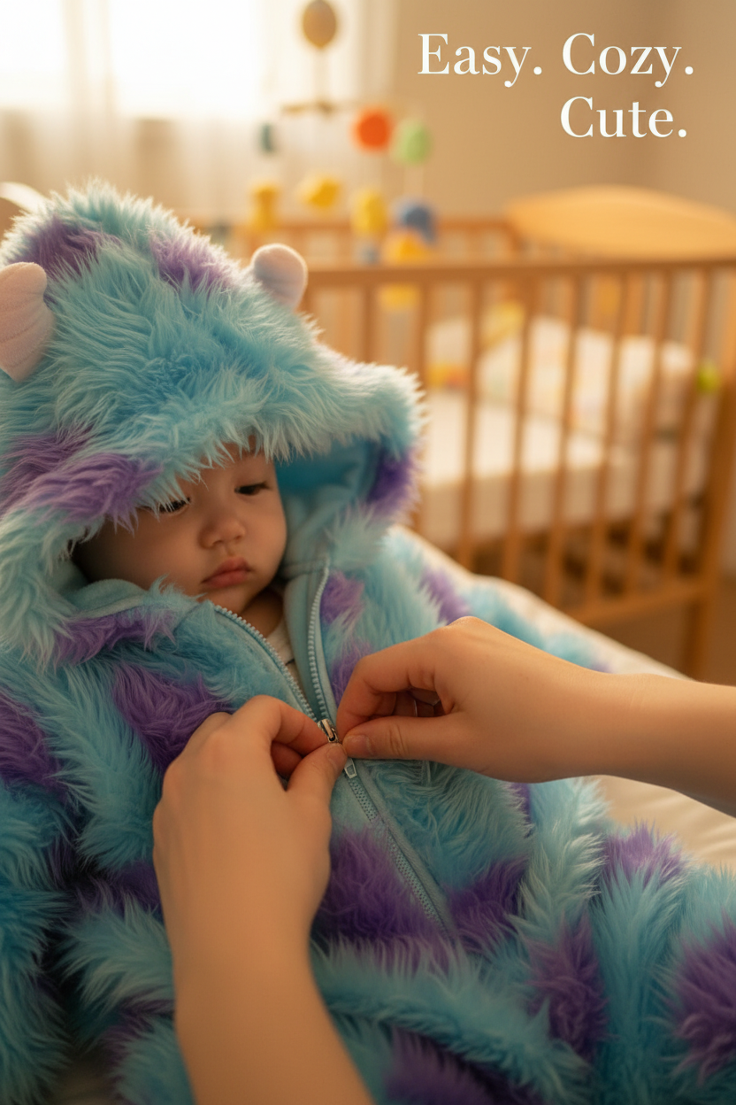 Cute Animal Baby Jumpsuit With Hooded Zipper
