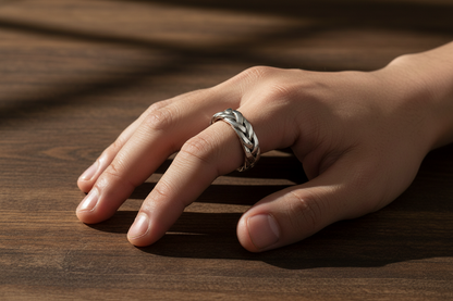 S925 Pure Silver Twisted Men's Ring